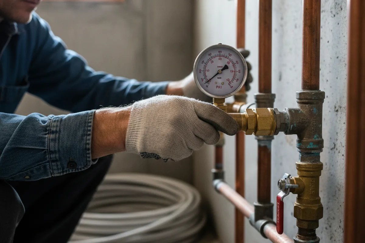 Pressure testing a repaired line during Water Line Repair in Marana